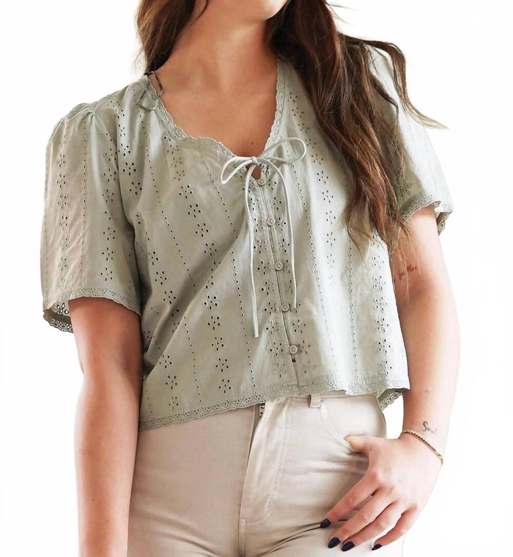 NEW GENTLE FAWN women's jessa eyelet blouse in aloe